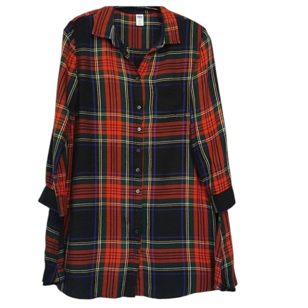 Old Navy tunic top tarten plaid Holiday cabincore lumberjack XS
